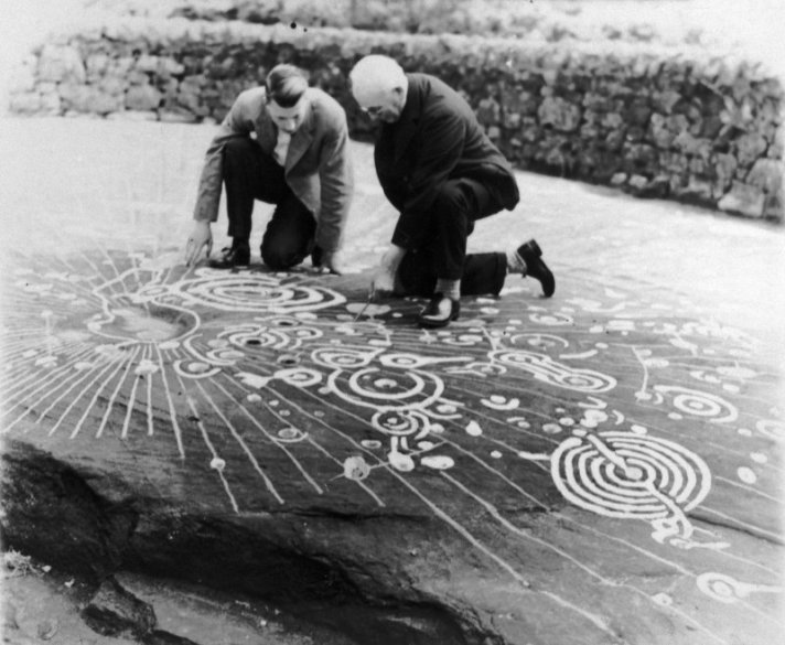 The Cochno Stone after its Mann make-over in 1937 (c) Crown Copyright RCAHMS